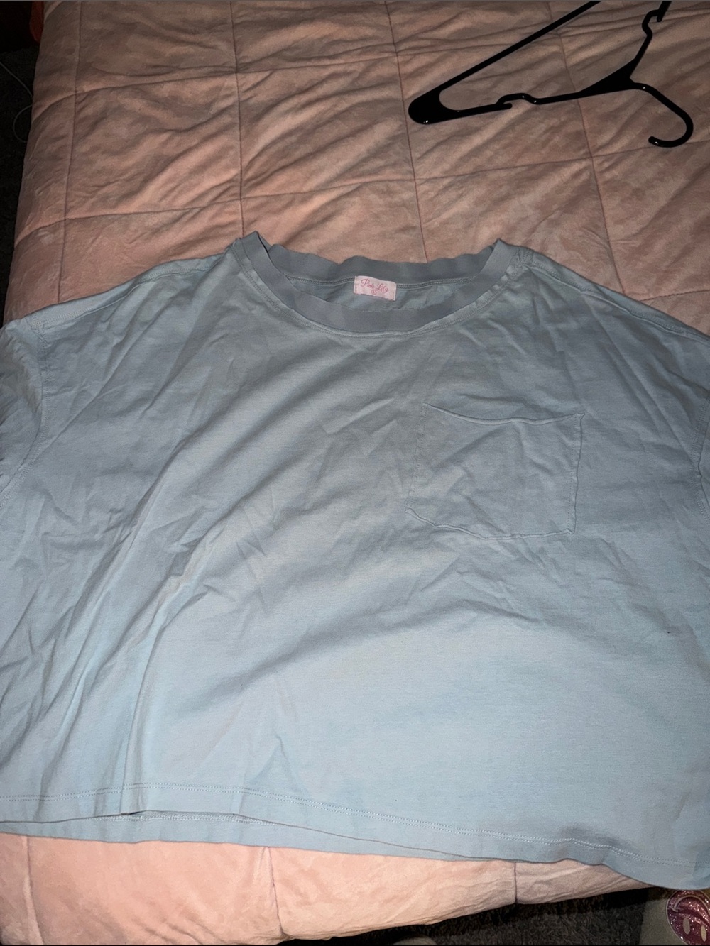 Light Blue Pocket oversized Crop Tee